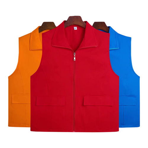 Housekeeping work clothes cotton vest, decoration and cleaning staff V-neck vest with logo printed on it, volunteer red vest