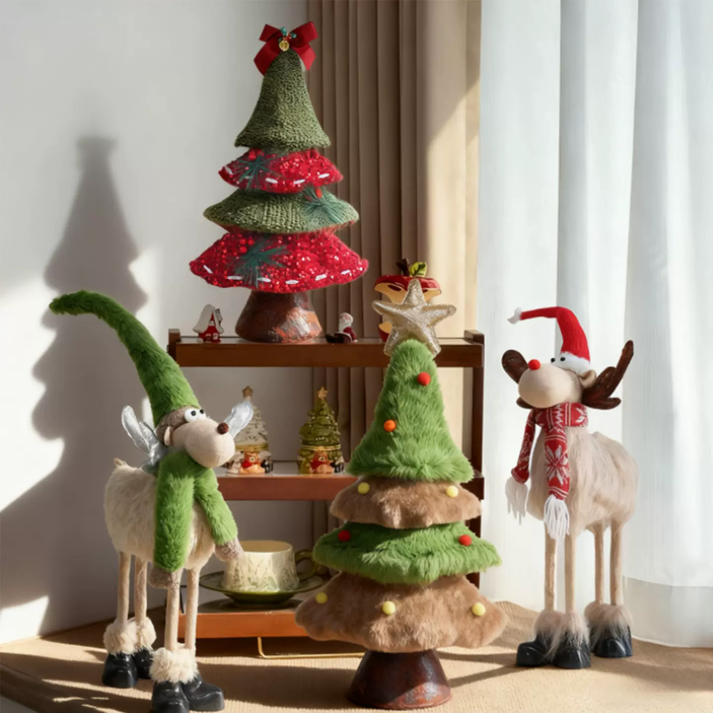 2026新款圣诞树毛绒摆件圣诞节家居装饰品场景布置麋鹿落地咖啡店