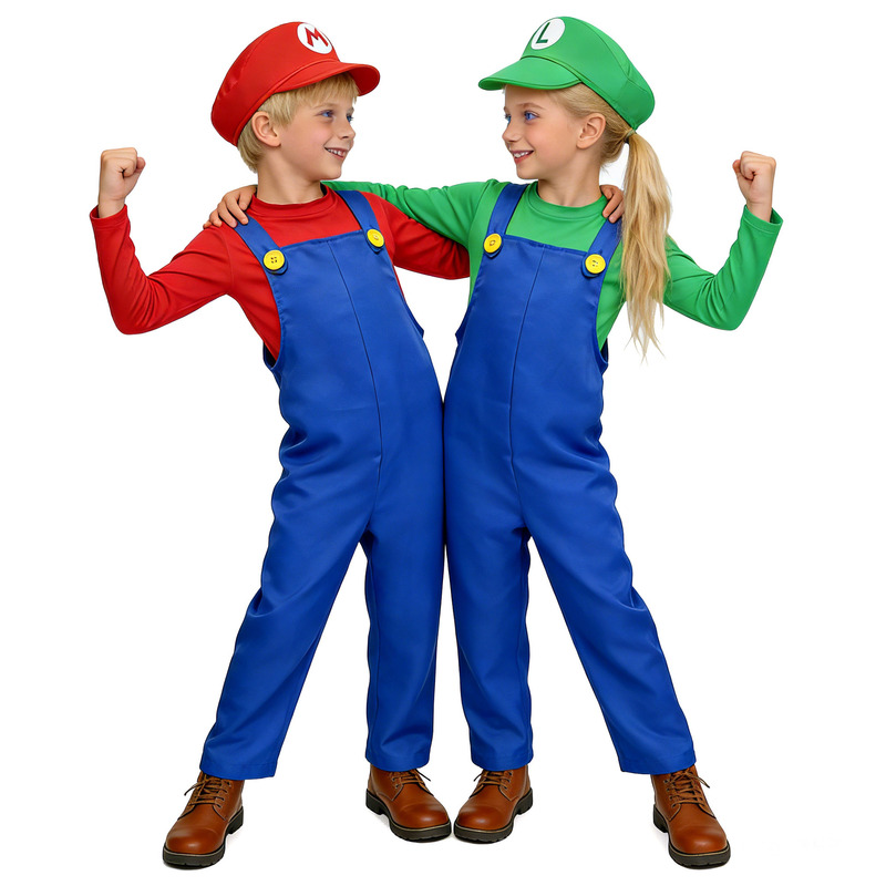Foreign Trade New Kidsren's Cosplay Super Mario Costume Game Party Cosplay Costume Stage Performance Costume
