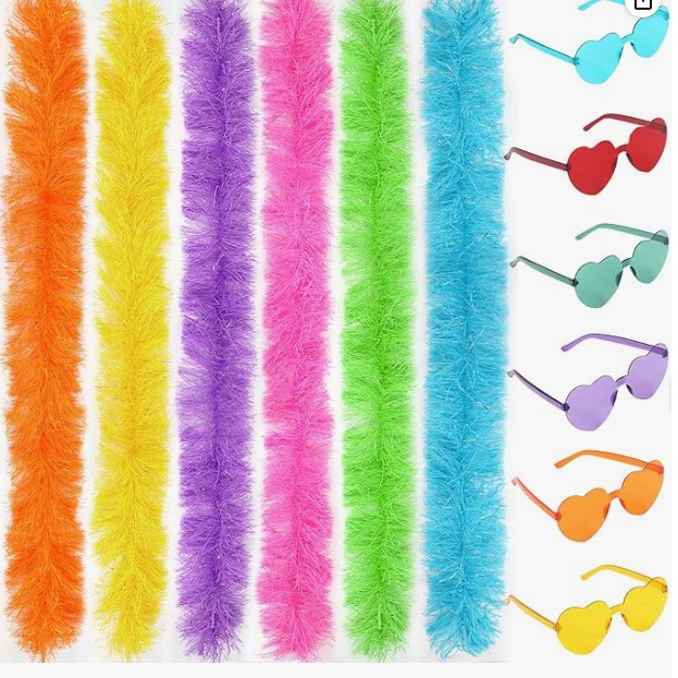 Cross-border hot model simulation line color feather scarf…