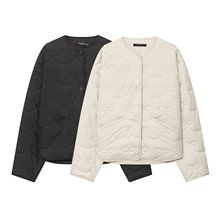 跨境外贸女装2025秋冬季欧美风圆领蝴蝶结绗缝棉衣外套女K526111