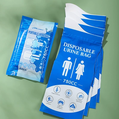Large capacity 750c emergency urine bag disposable urinal urinal urinal car portable urine receiving artifact for men and women (On-board emergency urine bag) - blue-pack-of-4