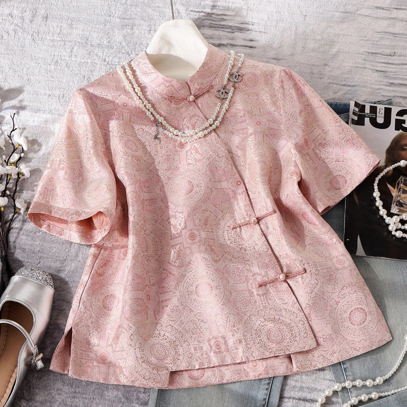 Quality summer silk elegant retro shirt