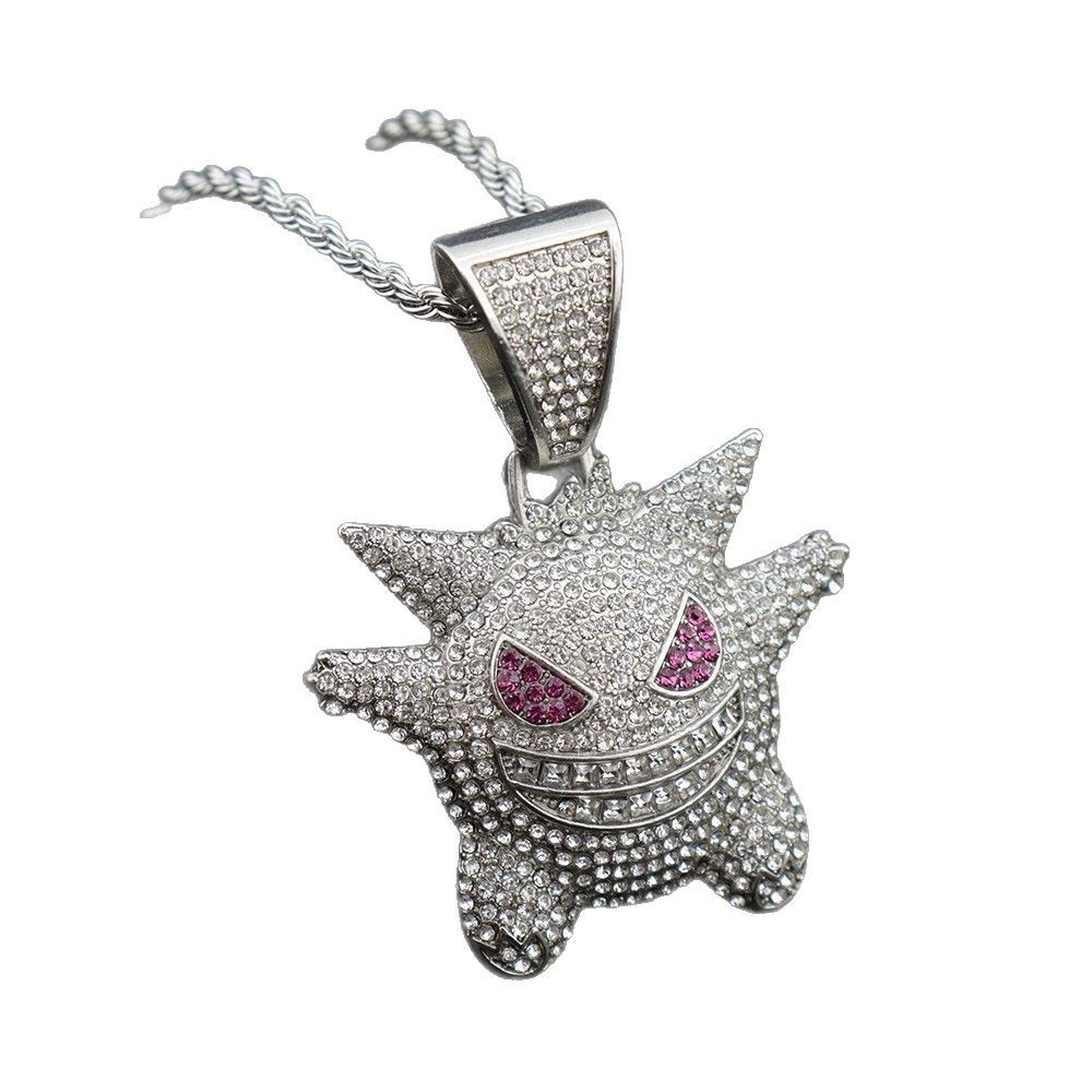 Personalidad europea y americana hiphop Pokemon elfo anime mascota elfo gungghost colgante de aleación collar de hip-hop