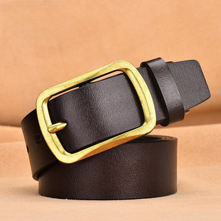 Produttori popolari all'ingrosso cintura da uomo in pelle di vacchetta con fibbia ad ardiglione a due strati cintura da uomo retrò versatile da lavoro_voghion.com