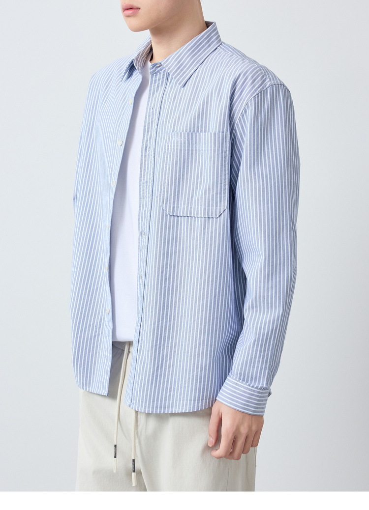 Áo sơ mi nam dài tay sọc Oxford cotton cao cấp phong cách công sở — Xanh ngọc lam tốicolor chi tiết 20