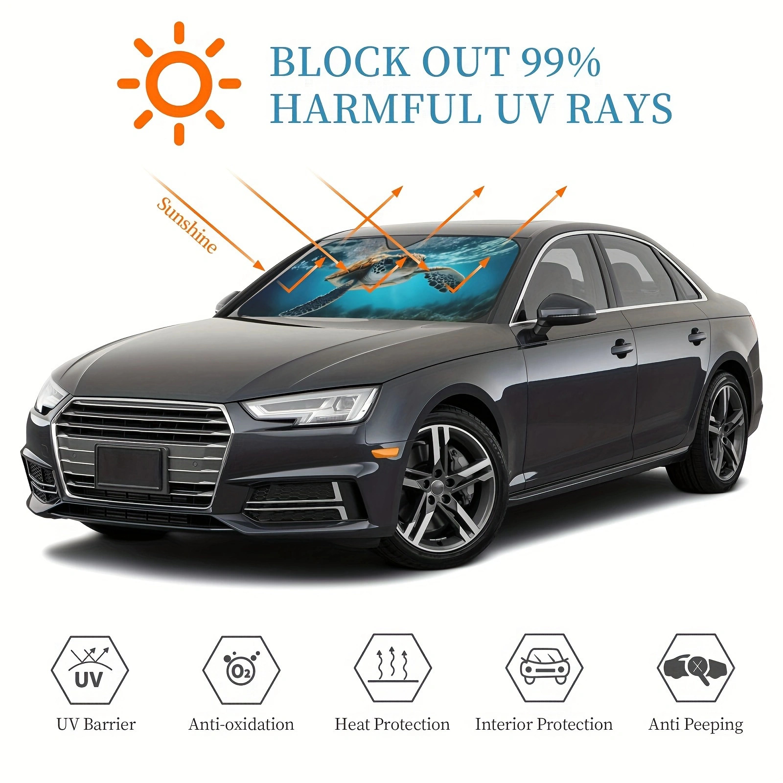Cross-Border Hot-Selling Front Windshield Heat-Insulating Sunshade Car Universal Aluminum Foil Sunshade Easy to Install and Store