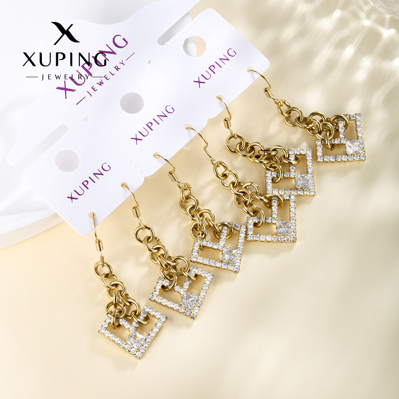 Joyería Xuping ligera incrustada con aretes de oro de zirconio de amor de alta calidad de moda ligera y lujosa orejas de verano para mujeres