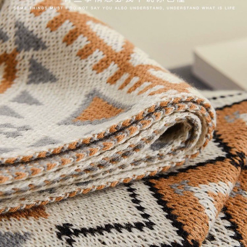Knitted woolen cloak, duvet for sleep, sofa, simple and elegant design, boho style, wholesale