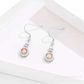 跨境速卖通批发新款s925纯银耳环女水滴耳环镶钻耳饰简约时尚耳饰