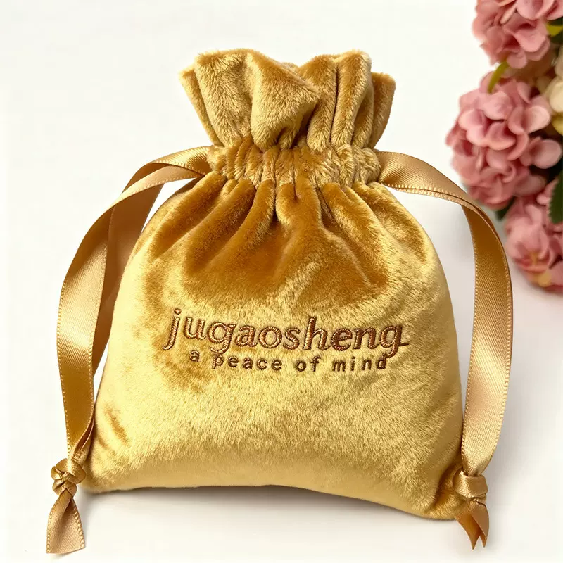 厂家直销跨境专供 高档丽丝绒布束口袋定制 首饰礼品收纳可印logo