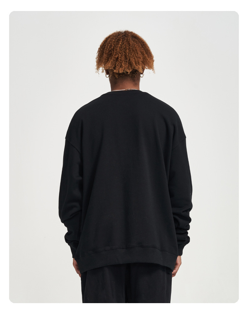 Solid Colour Crew Neck Sweatshirt For Men In Premium Cotton_voghion.com