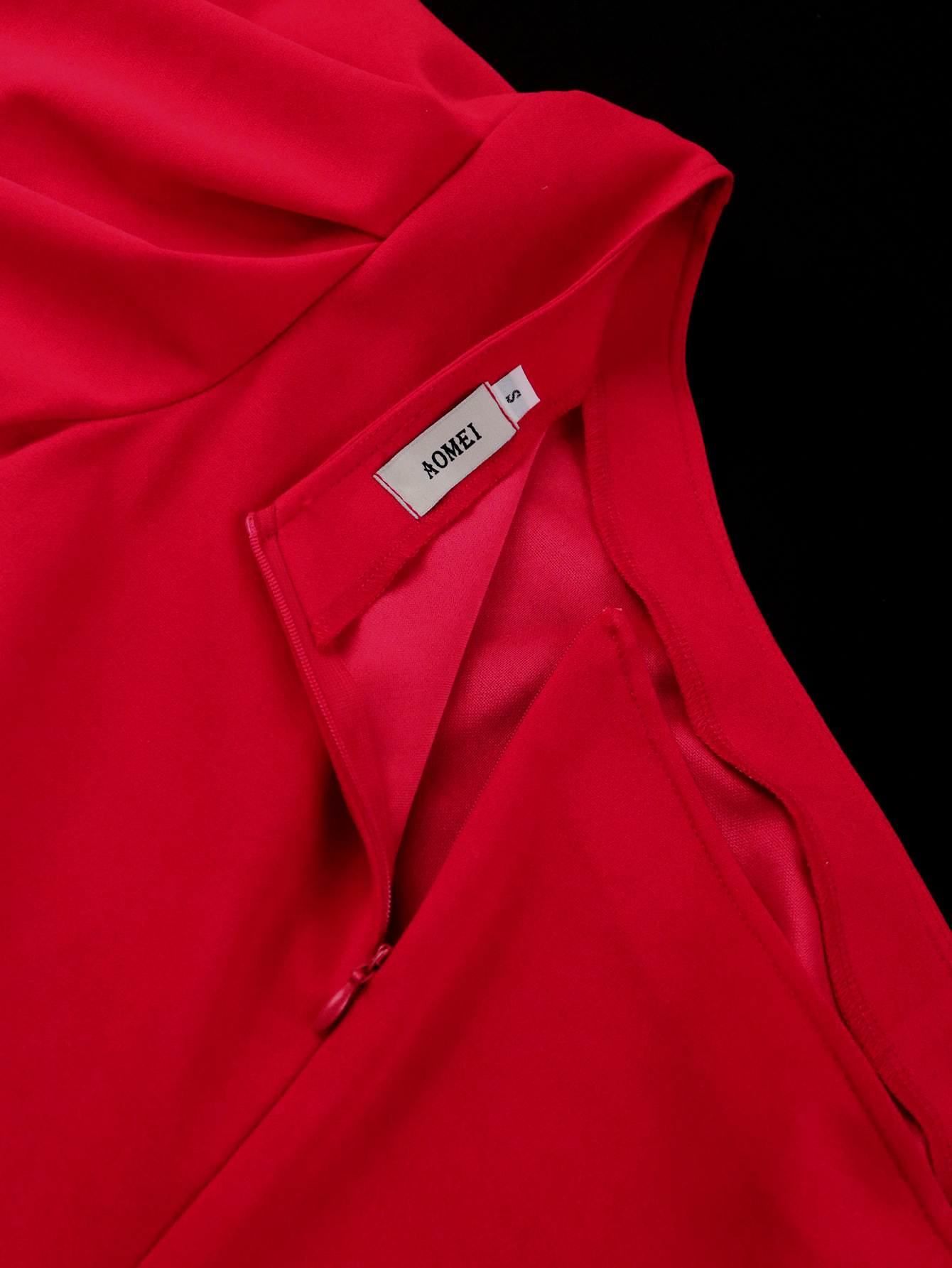 Vestido plisado informal de primavera Aomei con un solo hombro y cuello diagonal, ideal para salidas de primavera, vacaciones en la playa, con mangas abullonadas.