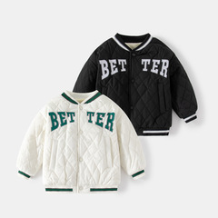 Children's fleece cotton clothing wholesale Korean style children's clothing boys letter embroidered V-neck zipper shirt baby baseball uniforms on behalf of