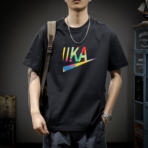 Wholesale short-sleeved T-shirt, men's summer new style, loose large size, men's fashion brand men's round collar sports bottoming shirt, men