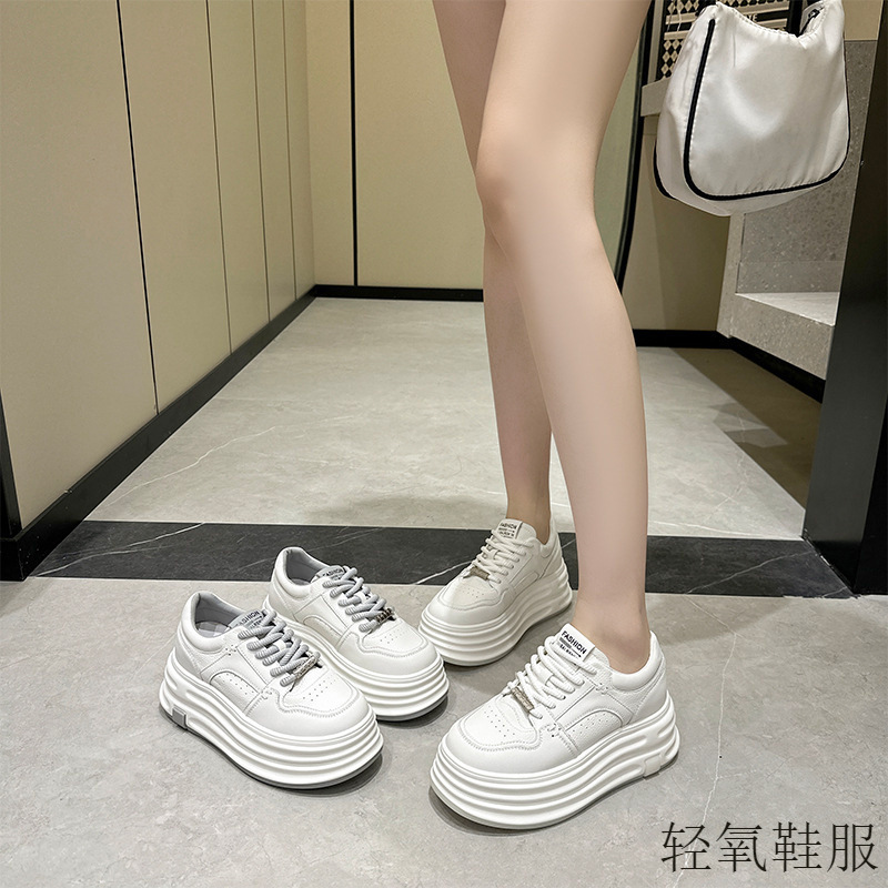 2025春夏秋厚底舒适耐磨防滑透气系带韩版内增高小白鞋女休闲鞋|undefined