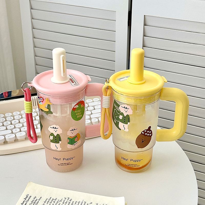 夏日新款水杯大容量的防摔吸管杯高颜值学生便携食品级果茶杯用具|undefined
