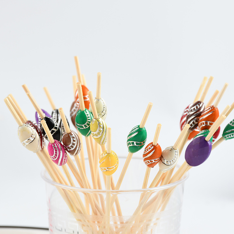 Perlas de color desechables de fruta palillos de dientes artísticos de cóctel sándwich de fruta de fruta de pesca de fruta cubiertos