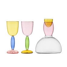高硼硅彩色玻璃纯手工网红创意葡萄酒高脚杯波尔多红酒杯子 醒酒