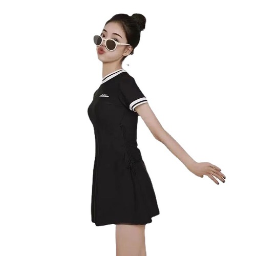 Women's Swimwear Slimming Bodysuit for Summer, Hides Fat, Conservative, Pure Campus Student, Casual, Swimming Class, Korean Hot Spring