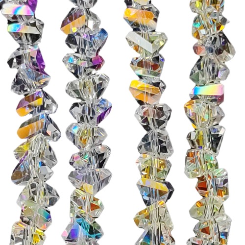 3/4/6/8mm medium hole three-dimensional triangular beads crystal glass loose beads electroplating hair accessories bracelet clothing accessories beads