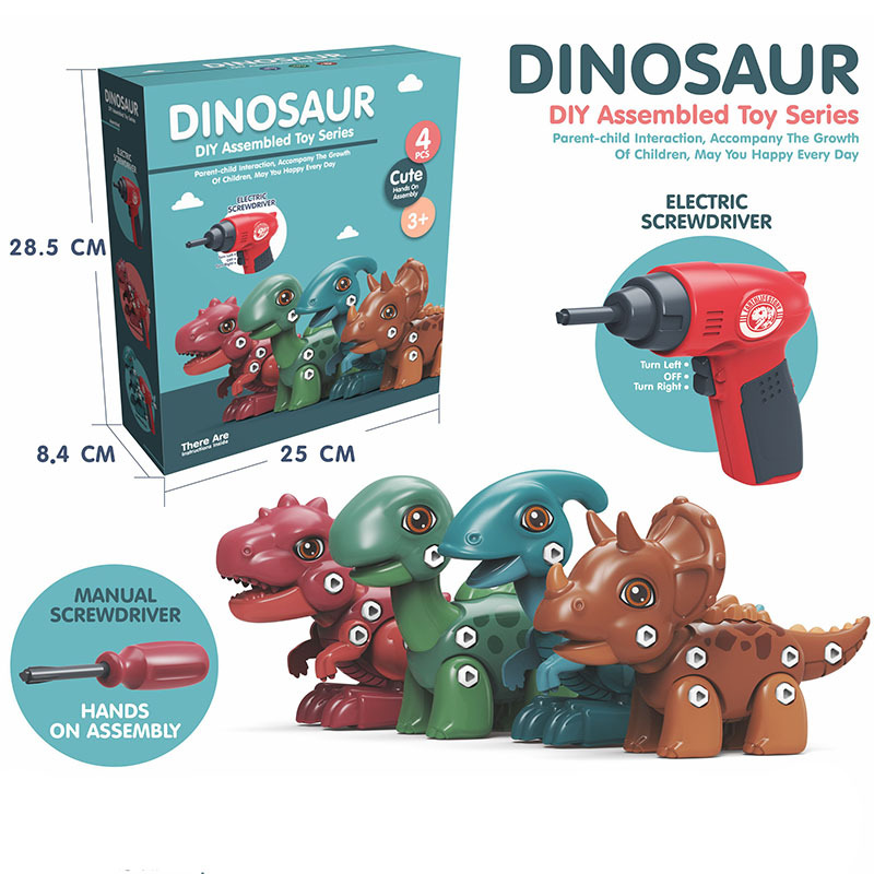 Juguetes educativos transfronterizos de dinosaurios para niños, de desmontaje y montaje, con destornillador eléctrico DIY, bloques de construcción, juguetes educativos de Amazon