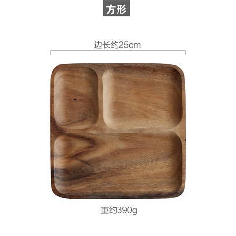 호두나무 통나무 3칸 접시 25_25cm 정사각형