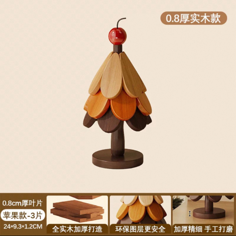 Alta sensación de árbol de Navidad almohadilla de aislamiento térmico decoración de mesa de un árbol de madera sólida anti-corrosión plegable almohadilla de tazas almohadilla de platos mayorista