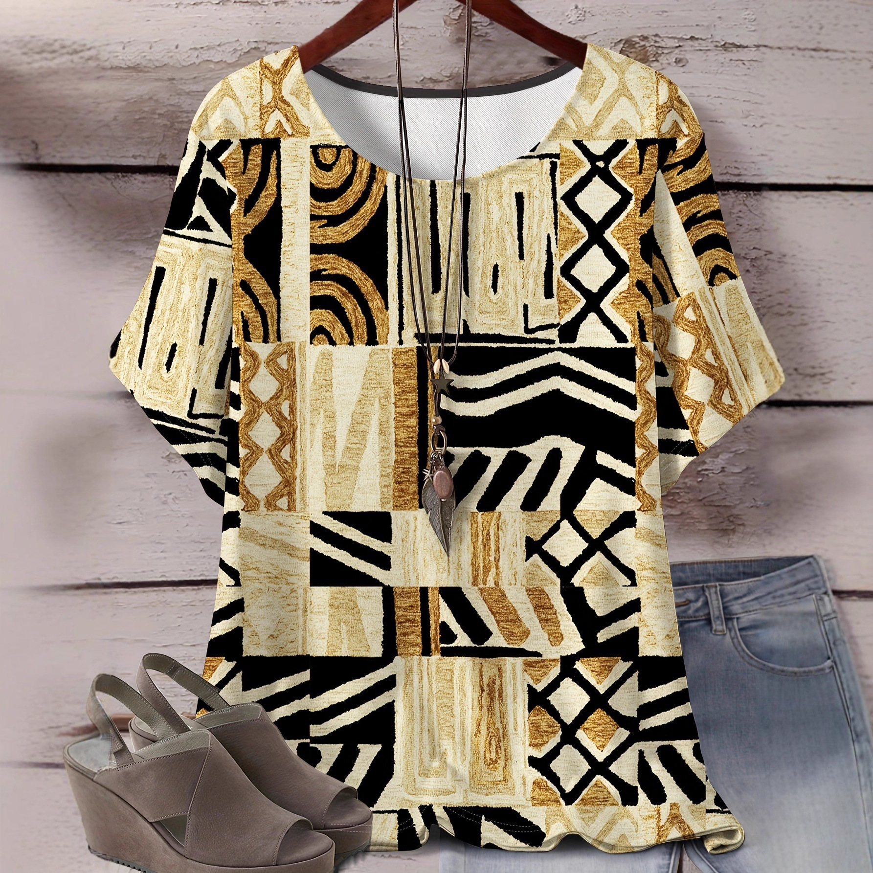Floral & Crow Print Oversized T-Shirt – Soft Milk Silk Blend Short Sleeve Tee Unisex Oversized Cut_ecoleips.com