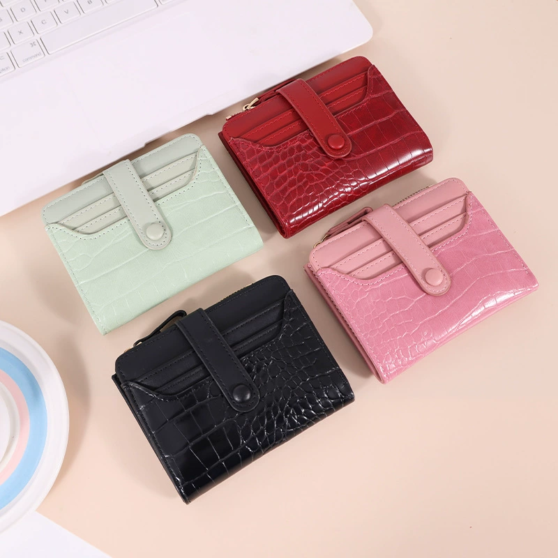 LENGRUI, новый трансграничный короткий женский кошелек с каменным узором, кошелек большой емкости с несколькими картами, кошелек с пряжкой