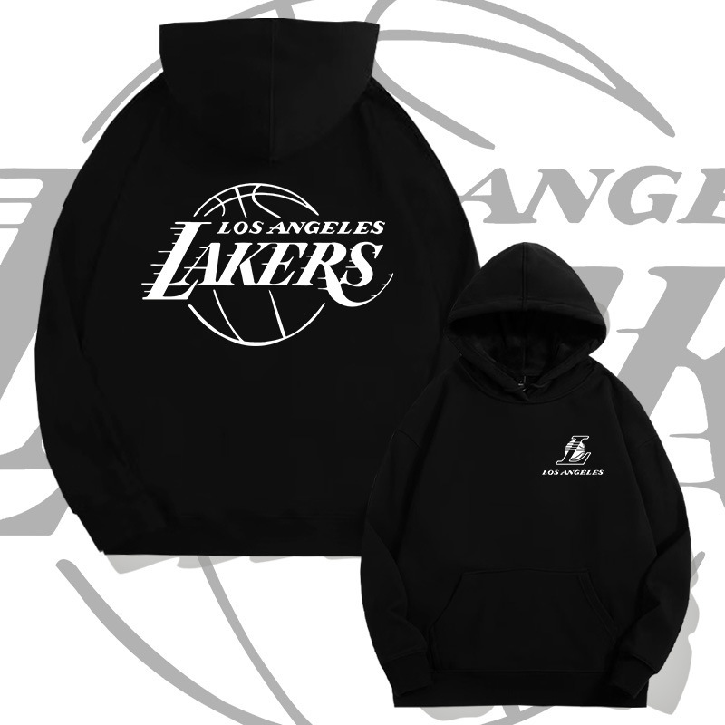Lakers American Basketball Hooded Pullover Sweatshirt for Men, Spring and Autumn, Trendy Brand, Loose Fit, Drop Shoulder, Long Sleeve Jacket