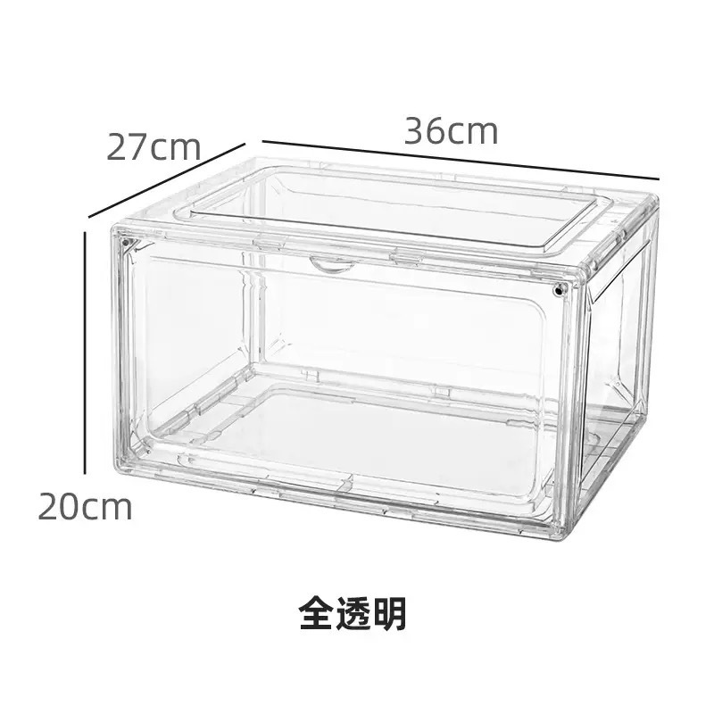 卸売大型厚みのある透明プラスチックアクリル靴箱磁気フリップカバー防塵スニーカー収納ボックス組み合わせ靴キャビネット|undefined