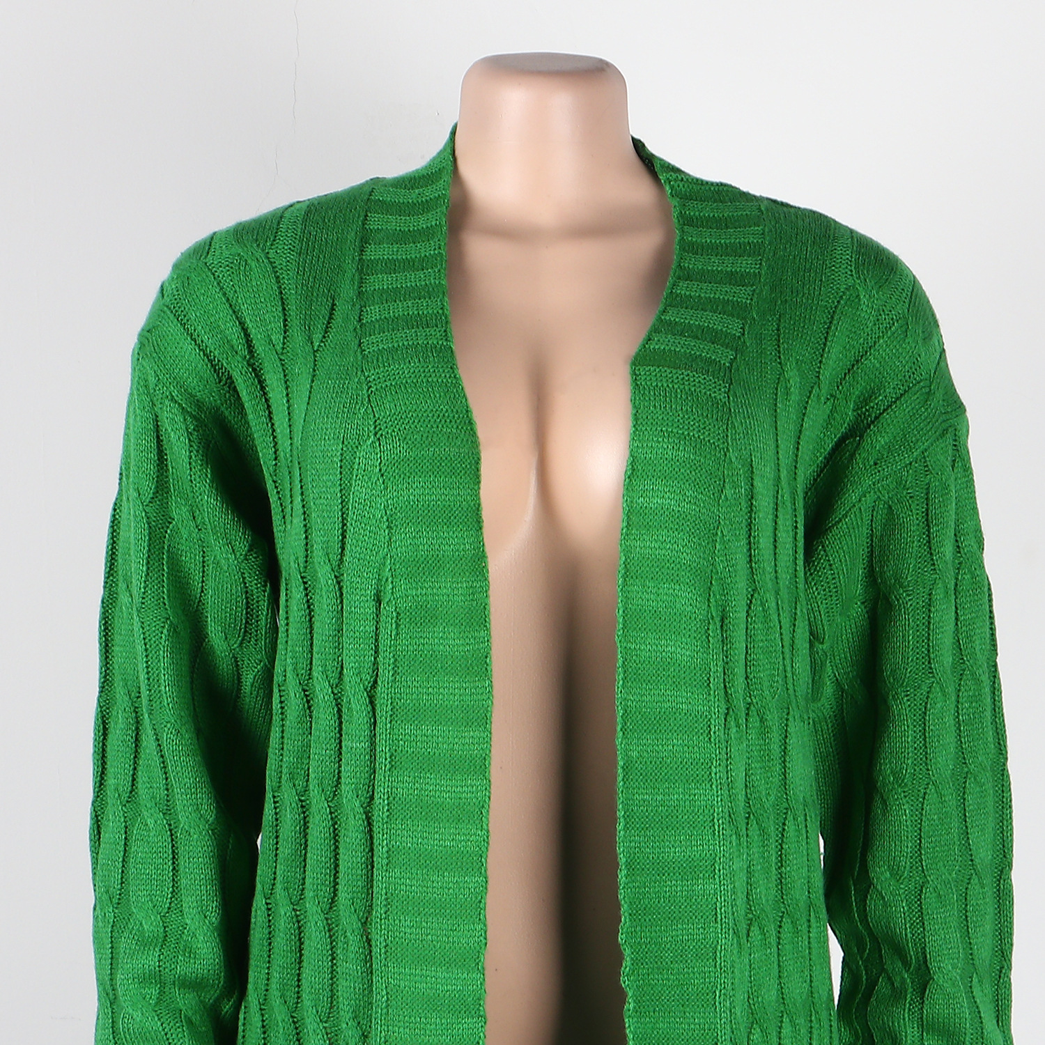 Damen Strickjacke Lang Aus Grobstrick In Unifarben Wintermantel_voghion.com