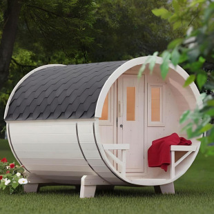 Luxury Traditional Outdoor 4 Person Fir Sauna Room Outdoor Barrel Sauna Dry Steam Sauna Room