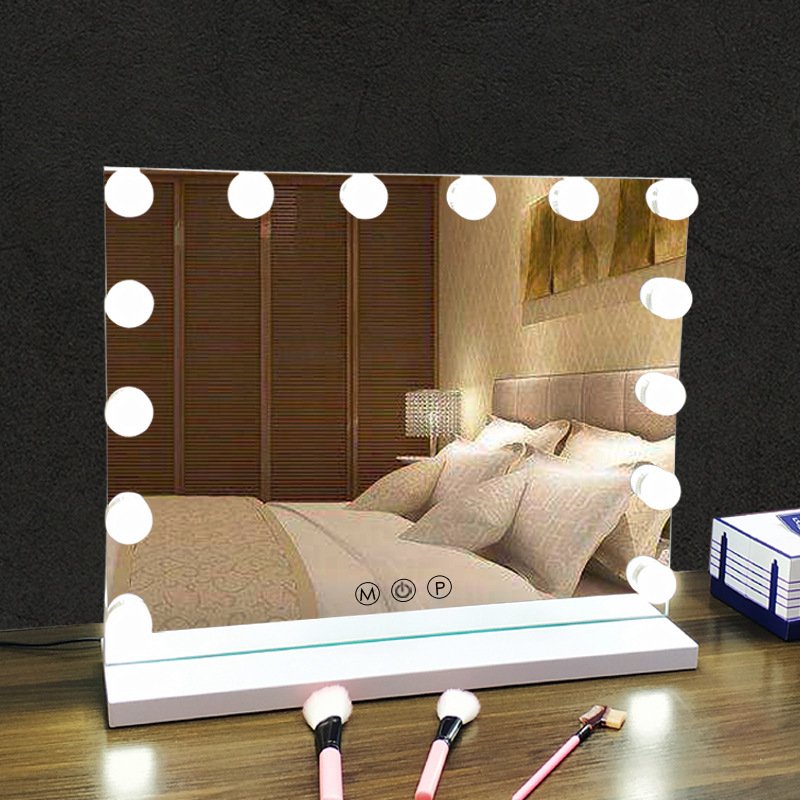 Amazon belleza espejo de escritorio espejo bombilla HD espejo de vanidad transfronterizo Hollywood de tres colores LED espejo de maquillaje Luz