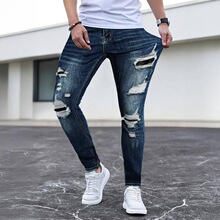 U 91820 Men's Ripped Skinny Jeans �ƶ�ţ��С�_ѝ