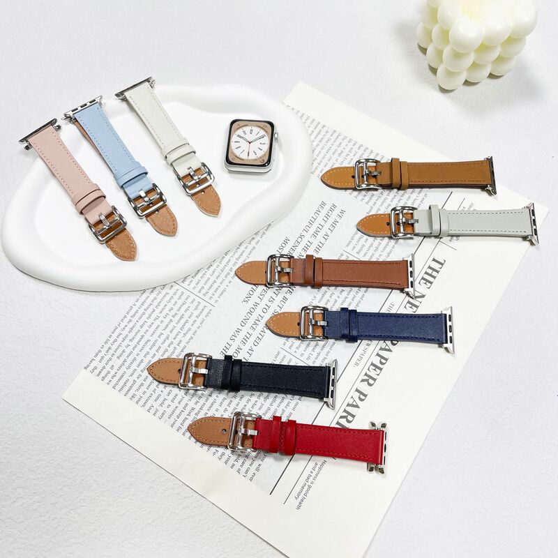 Suitable for Apple iWatch Watch with First-Layer Cowhide Business Casual Strap S11/10/9Se Smart Leather Watch