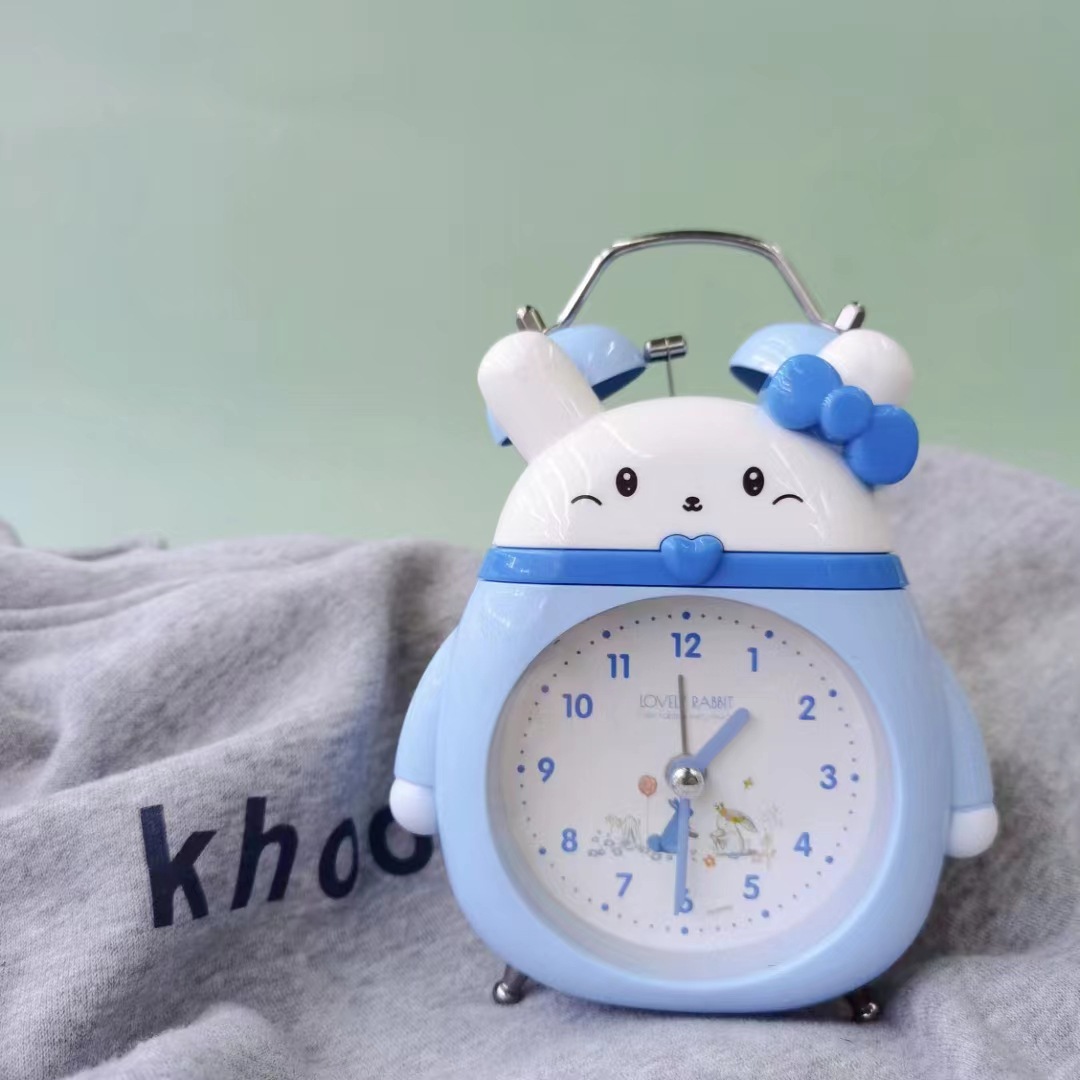 Directo de fábrica lindo animal conejito campana despertador estudiante niños mudo reloj creativo reloj despertador al por mayor