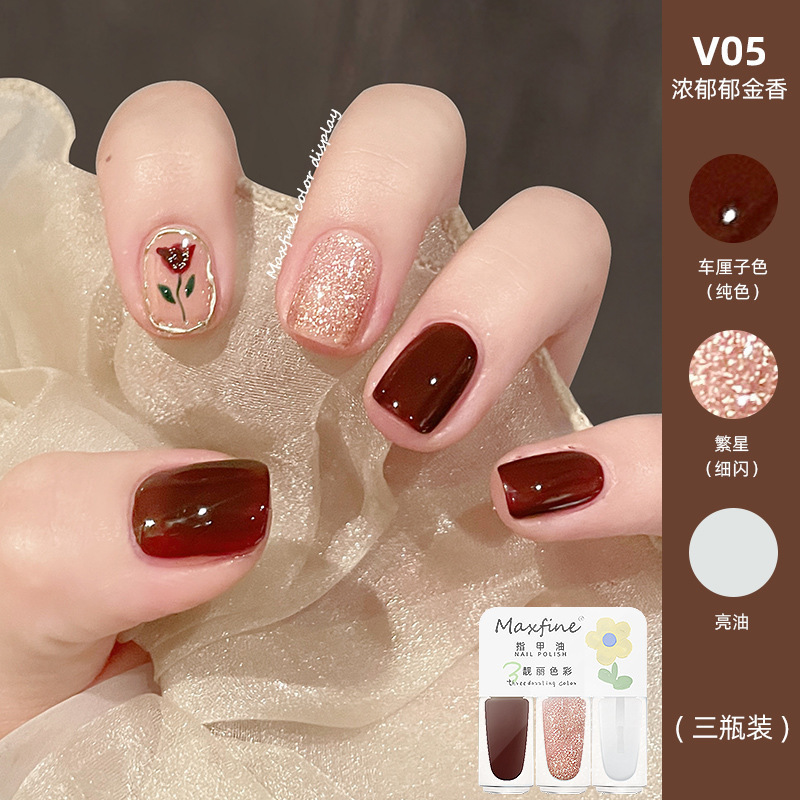 MAXFINE3 PCS combinación esmalte de uñas de secado rápido sin hornear trillizos pelable lagrimeo manicura 25 colores en stock al por mayor