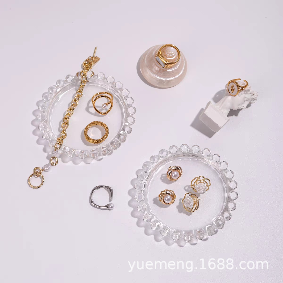 ins风甜品碟首饰碟饰品耳环收纳盘玻璃琉璃盘珠宝展示拍照道具