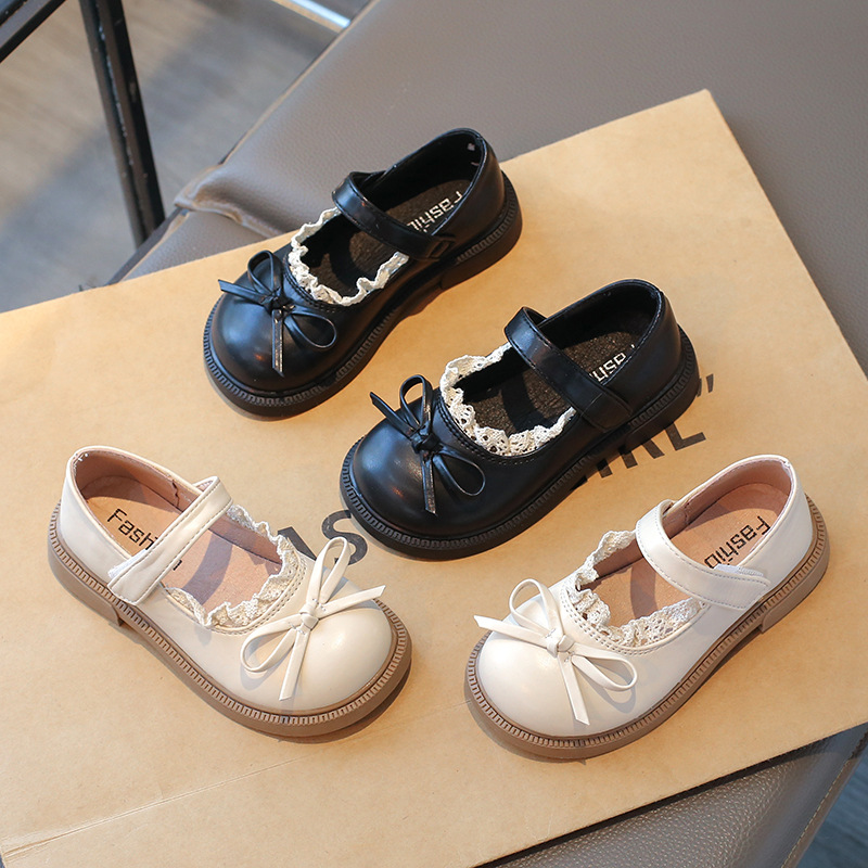 Zapatos infantiles de niñas arco zapatos de encaje de cuero primavera y otoño 2025 nuevos estudiantes zapatos princesa marizhen zapatos transpirables para niños zapatos image 4