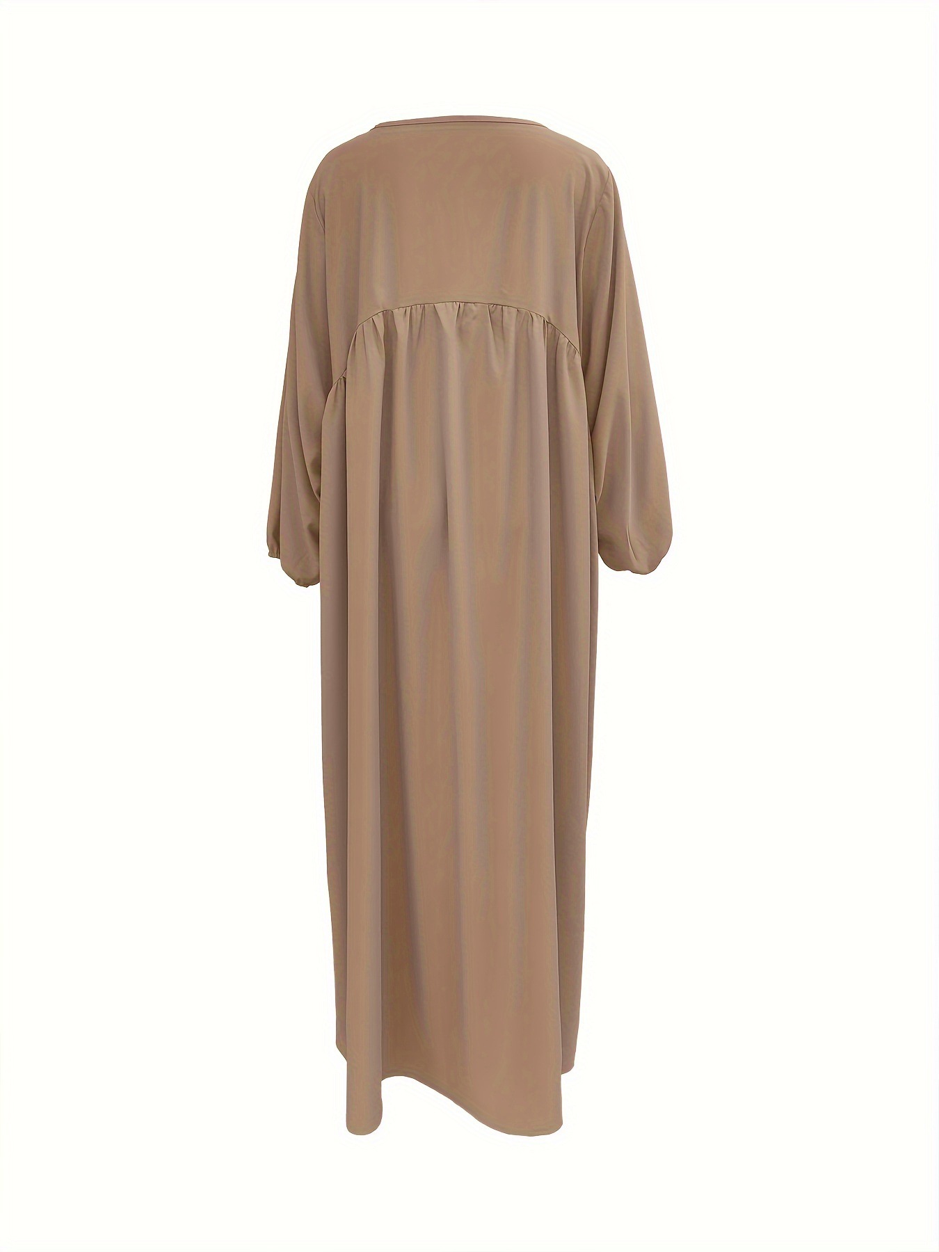 2025 New Cross-Border Middle Eastern Arab Women's Clothing: Patchwork Long-Sleeved Solid Color Loose Dress For Women_ecoleips.com
