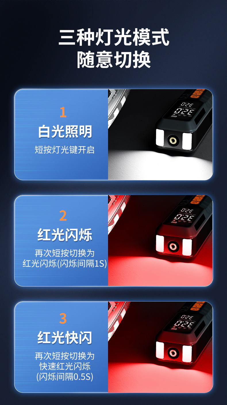 Wireless Charging Car Air Pump with Digital Display and Lighting, Electric Vehicle Air Pump, Small Portable Car Tire Inflator