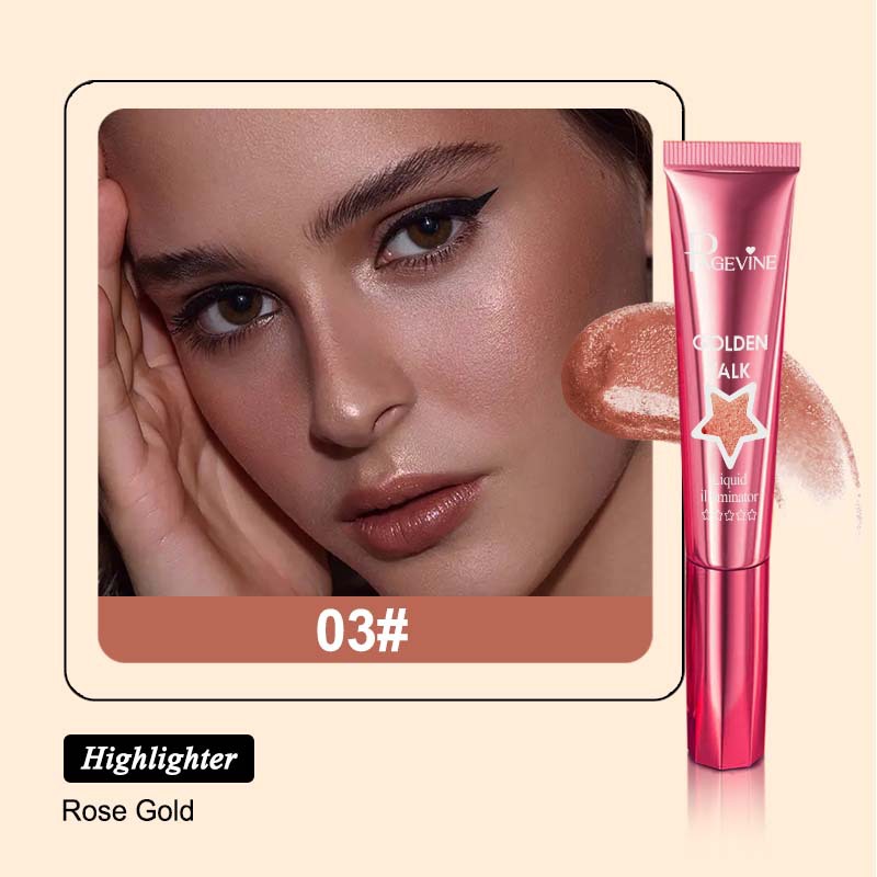 Iluminador líquido PAGEVINE transfronterizo, corrector iluminador de larga duración, sombra de ojos de un solo color con brillo, polvo iluminador rosawee