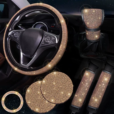 Diamond Steering Wheel Cover, Steering wheel cover - champagne-color-38cm