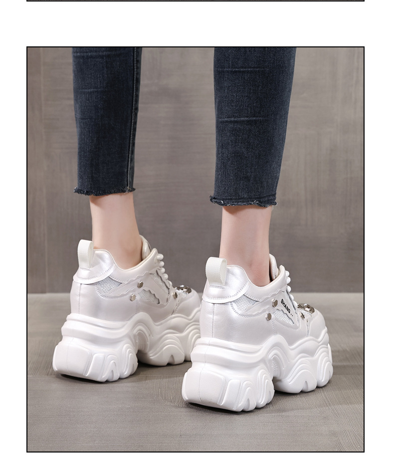 Giày sneaker nữ chunky đế dày tăng chiều cao, phong cách thể thao — Màu trắng chi tiết 16