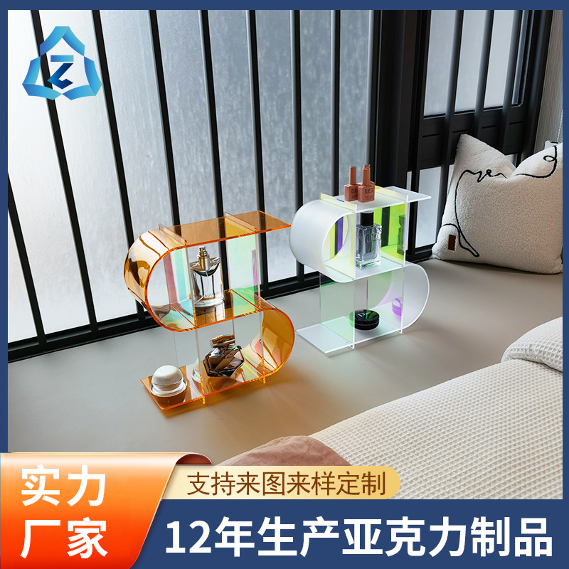 批发透明化妆品货架精品展示柜时尚美妆店产品货架亚克力展示架