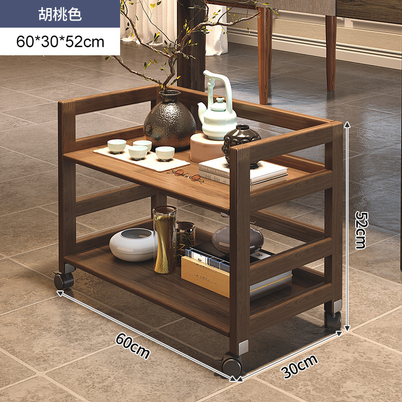 Todo el estante de té de madera sólida pequeño carro de taza de té estante de almacenamiento de té móvil mesa de té casera de té mesa de té