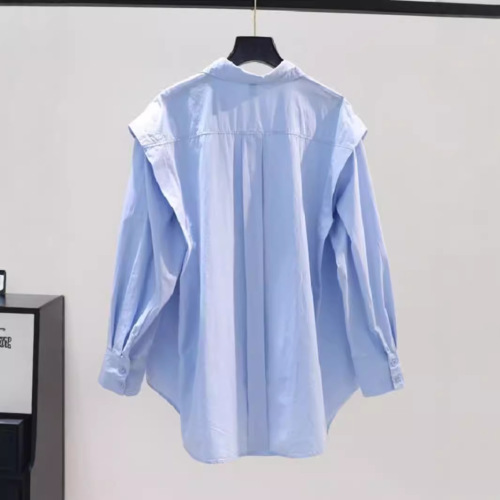 Loose Shirt Design Women's Spring Lotus Edge Long Sleeve Loose Cotton Shirt