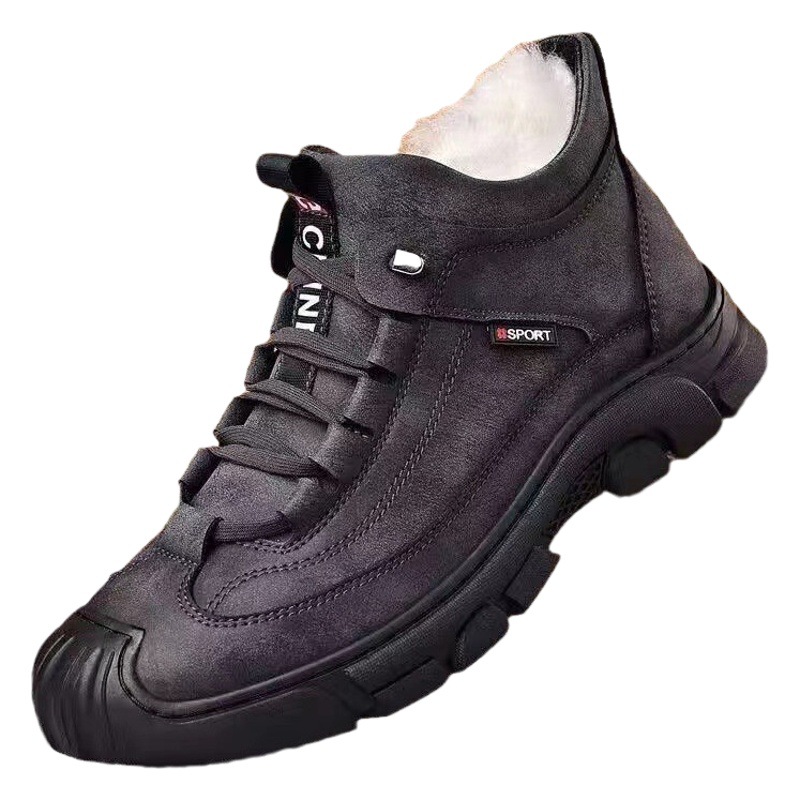Zapatos de invierno acolchados de algodón transfronterizos de una sola pieza de entrega de los hombres de lana caliente forrada de lana gruesa casual Zapatos altos zapatos de los hombres antideslizantes de los hombres